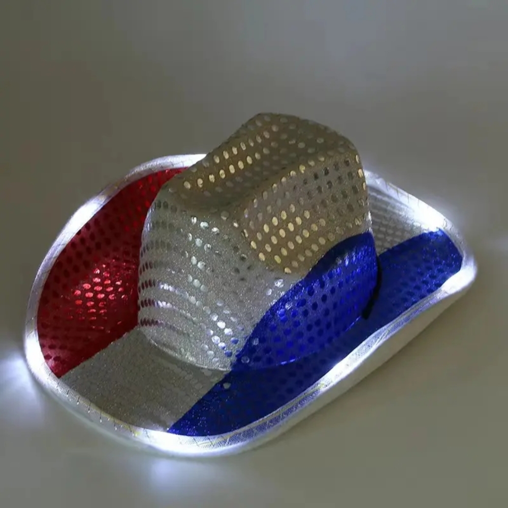 LED Light-Up Sequin Cowboy Hat